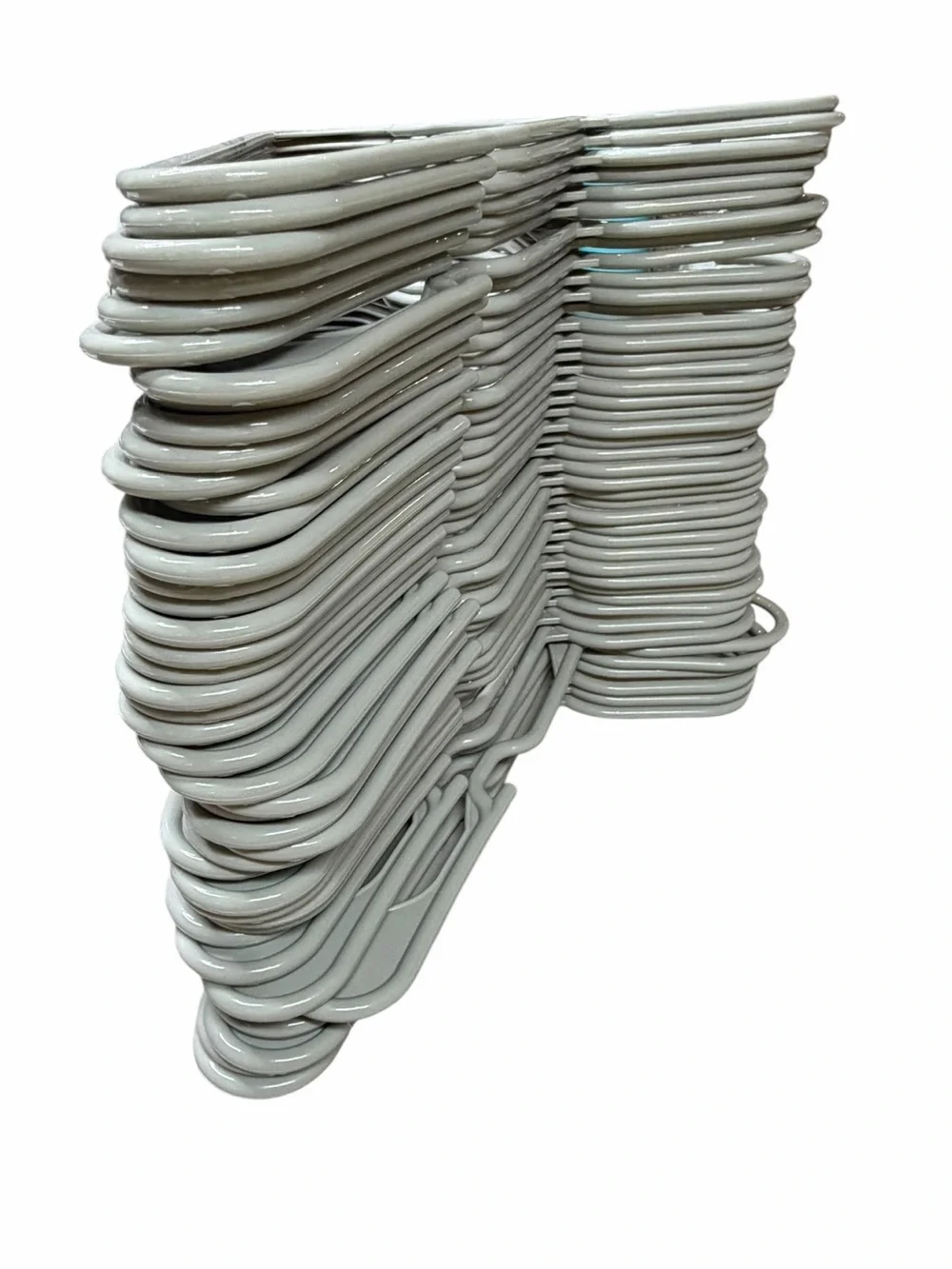 Lot of 64 Mainstays Plastic Notched Adult Hangers in Gray (43)/Silver Hail (21)